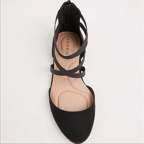 torrid Shoes - torrid Black Faux Suede Strappy Flat Wide Width 7